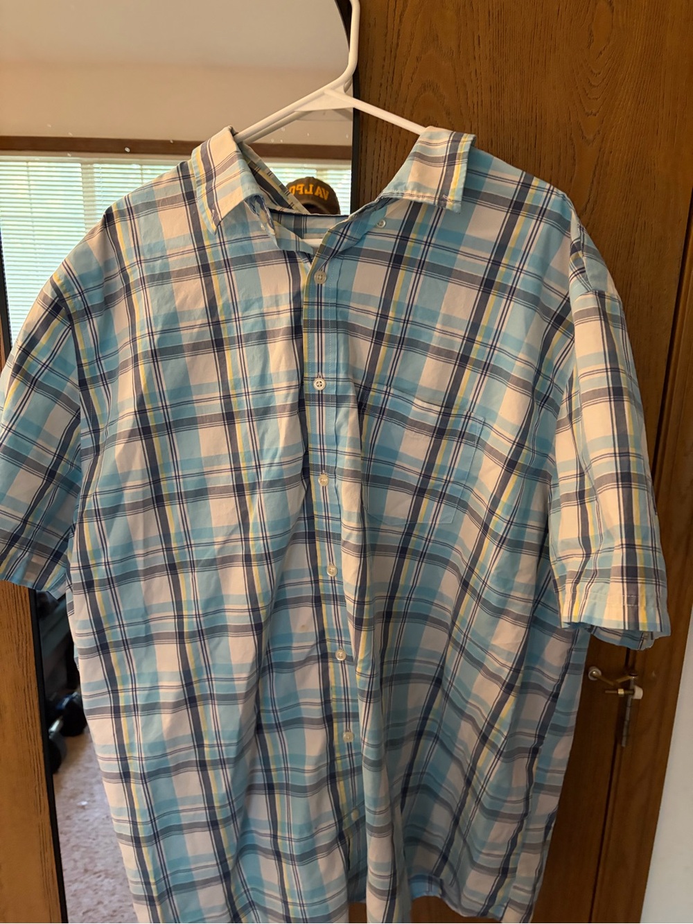 Croft & Barrow 2XB Men's Short-Sleeve Plaid Button-Up Shirt - Light Blue